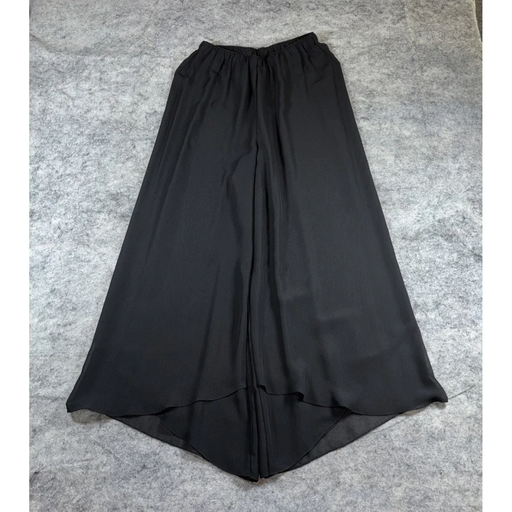Alex Evenings Pants Women's Large Black Wide Leg Chiffon Evening Flowy Sheer - Picture 1 of 7